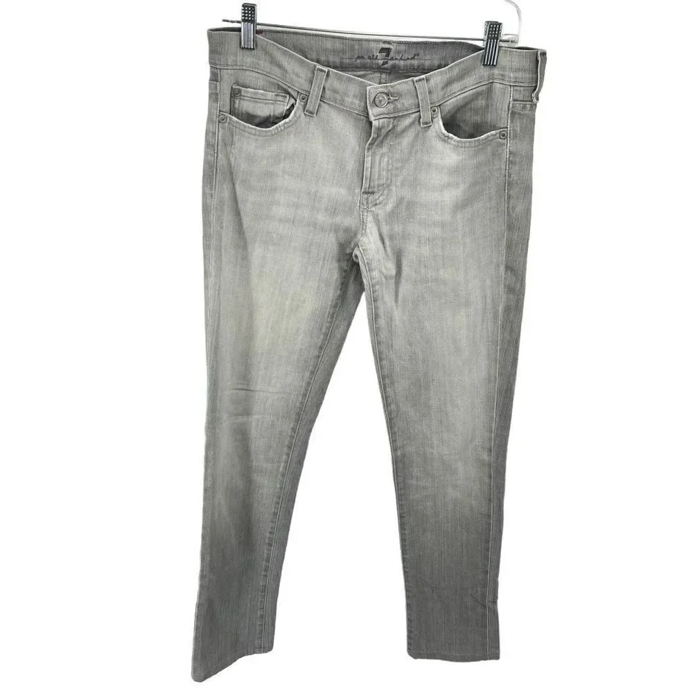 7 for all Mankind Womens Skinny Jeans 5 Pocket Cotton Blend Mid Rise Gray 29